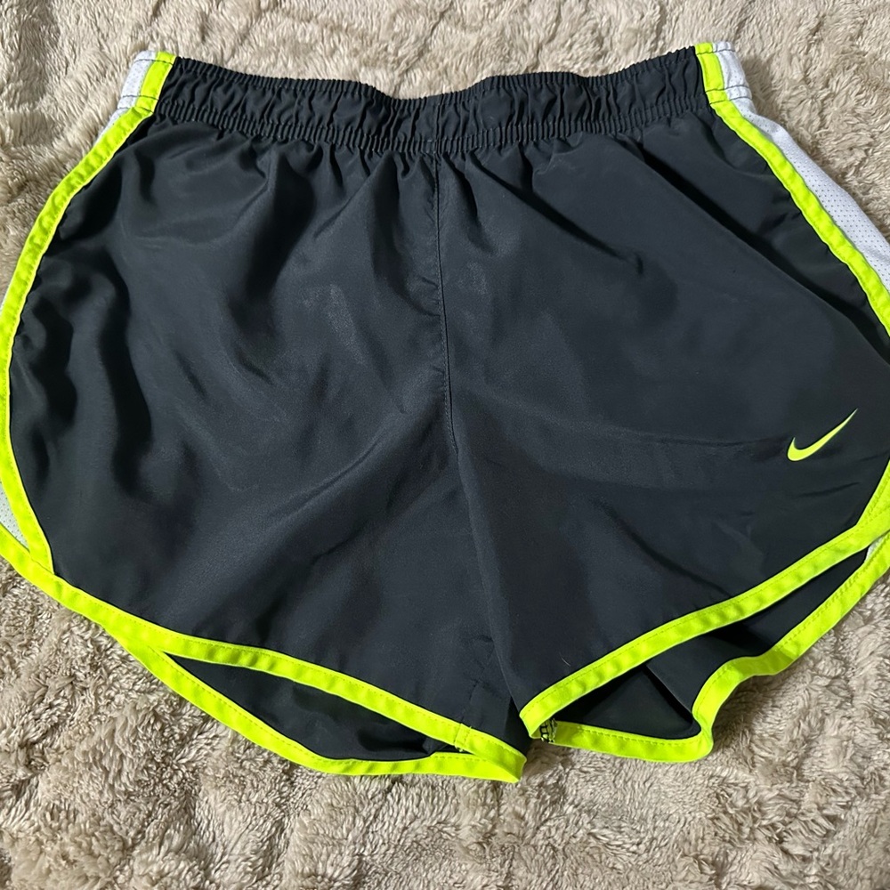 Nike Black and Neon Yellow Athletic Shorts